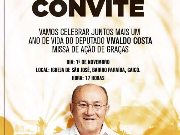 Vivaldo Costa receberá familiares, amigos e correligionários que tradicionalmente comparece a celebração — Foto: Divulgação