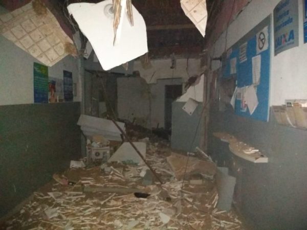 Casa Lotéria ficou destruída após ataque de criminosos com explosivos, na madrugada deste domingo (26) em Pedra Grande, RN — Foto: Redes sociais
