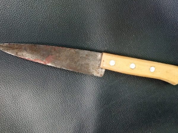 Faca usada por homem que feriu a própria mãe em Assu, no Oeste potiguar — Foto: Focoelho/Cedida