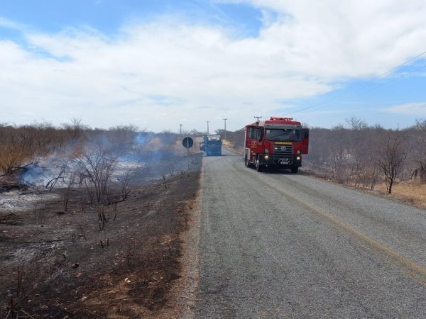 Caminhão pegou fogo na R-118, em Caicó, na manhã desta terça-feira (7). — Foto: Cedida