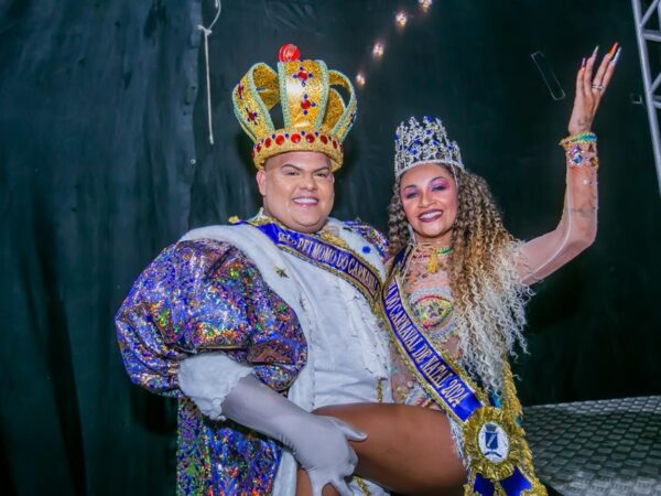 Allan Rafael Gonzaga e Érica Priscila Costa Alves foram eleitos Rei Momo e Rainha do Carnaval de Natal 2024 — Foto: Divulgação/Funcarte