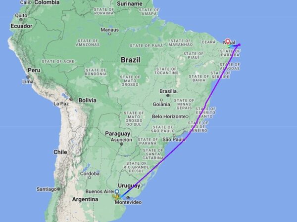 Voo que seguia de Buenos Aires para Madri pousa em Natal durante emergência médica — Foto: Flight Radar/Reprodução