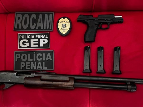 Armas apreendidas com homem em Baraúna, no Oeste potiguar — Foto: Divulgação