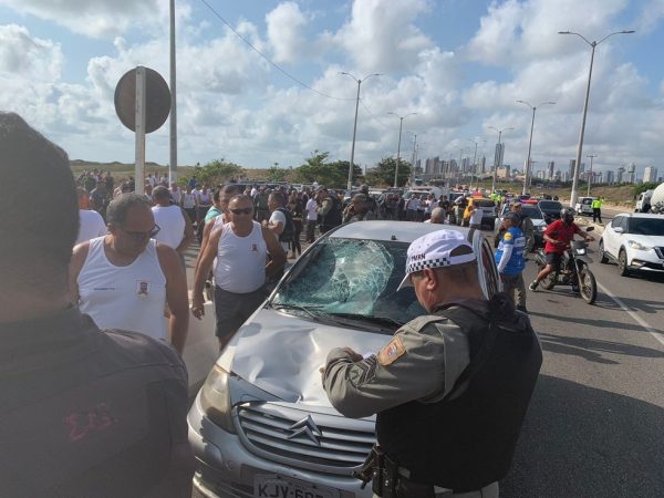 Policial militar foi atropelado na Ponte Newton Navarro em Natal — Foto: Philipe Salvador/Inter TV Cabugi