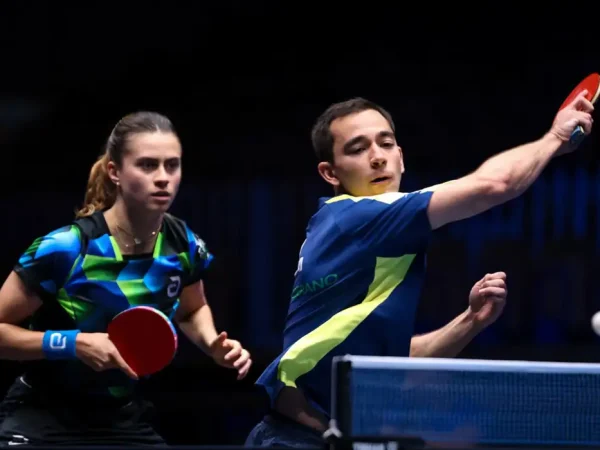 Eslovênia- 20/06/2025 - Hugo Calderano e Bruna Takahashi vão à final de torneio na Eslovênia. Foto  WTT/Divulgação
