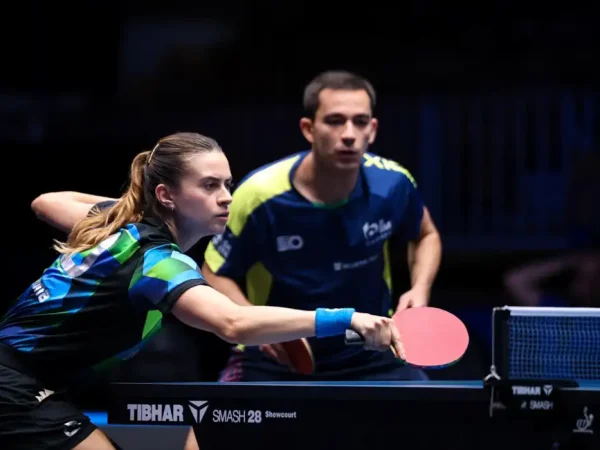 Eslovênia- 20/06/2025 - Hugo Calderano e Bruna Takahashi vão à final de torneio na Eslovênia. Foto  WTT/Divulgação