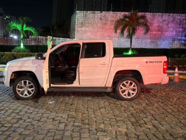 Homem dirigia caminhonete quando foi atingida por disparos — Foto: Kleber Teixeira/Inter TV Cabugi