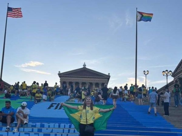 Torcedora da Paraíba mostra movimentação dos brasileiros na Filadélfia durante a Copa de 2026 — Foto: Arquivo Pessoal / Francilene Sousa